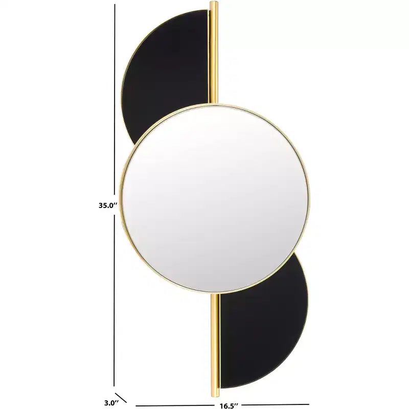 Specchio da Parete, Cornice in Ferro Dorato e Nero, 16.5" x 35"
