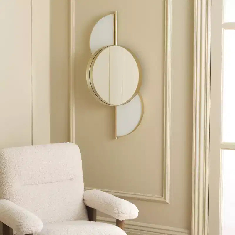 Specchio da Parete, Cornice in Ferro Dorato e Nero, 16.5" x 35"
