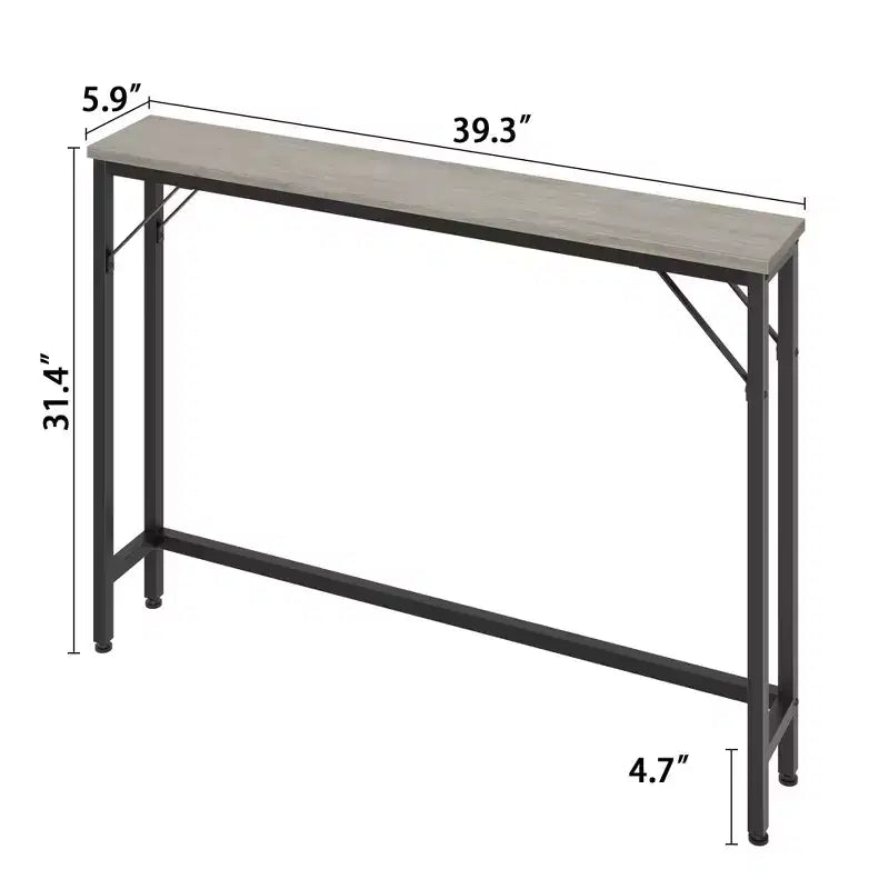 Consolle Stretta 100cm, Tavolino da Divano per Soggiorno e Ingresso, Grigio