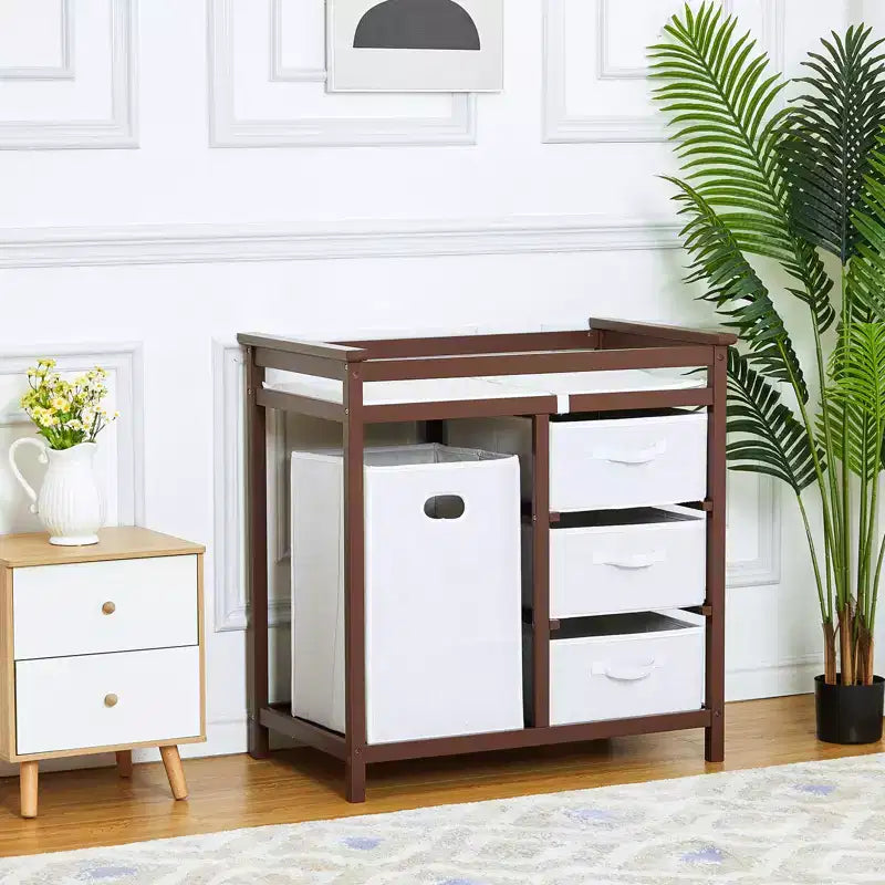 Diaper Changing Table, Baby Changing Table,Infant Diaper Station with Laundry Hamper,3Drawer Basket Storage Organizer