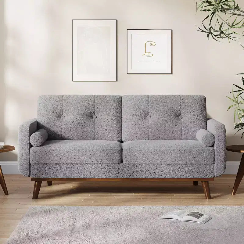 Modern sofa,Comfy Seat Couches for Living Room, 2 Seater Deep Seat Couch,Fleece Upholstered Couches for Small Space