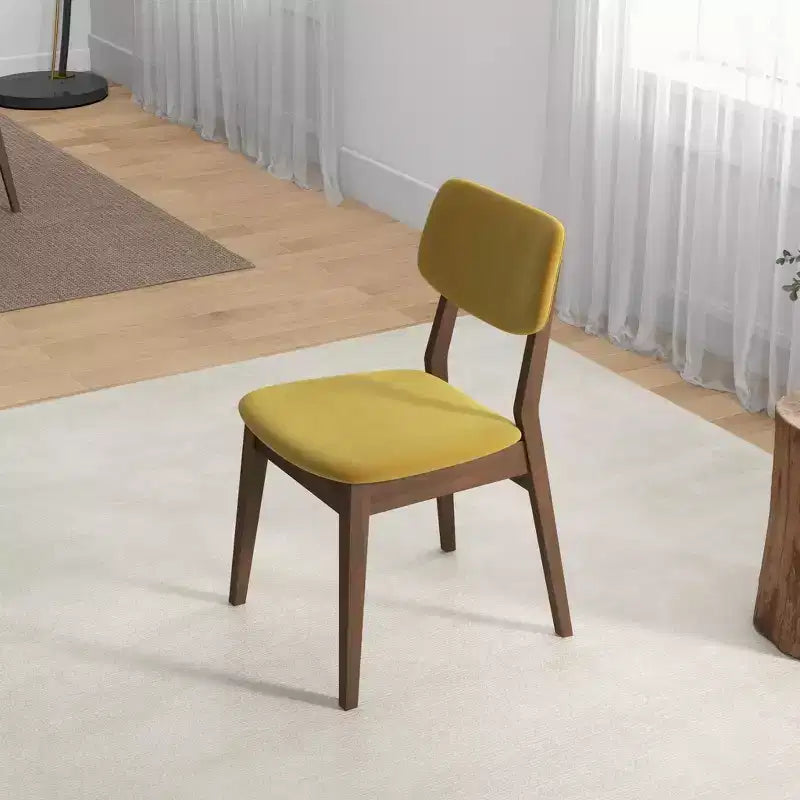 Set di 2 sedie da pranzo in velluto giallo scuro con gambe in legno massello, seduta e schienale imbottiti, sedie laterali senza braccioli per cucina, sala da pranzo o soggiorno