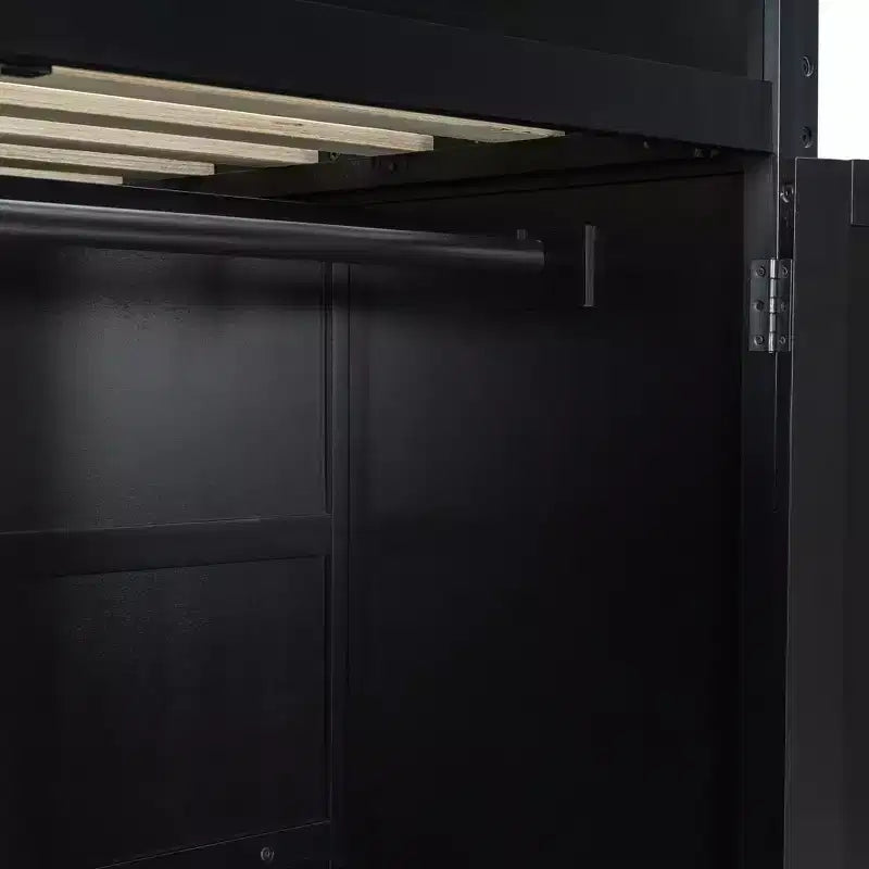 Letto a soppalco da gioco in legno a grandezza naturale con scrivania e armadio, porta USB e luce LED per cameretta di bambini, ragazzi e adulti