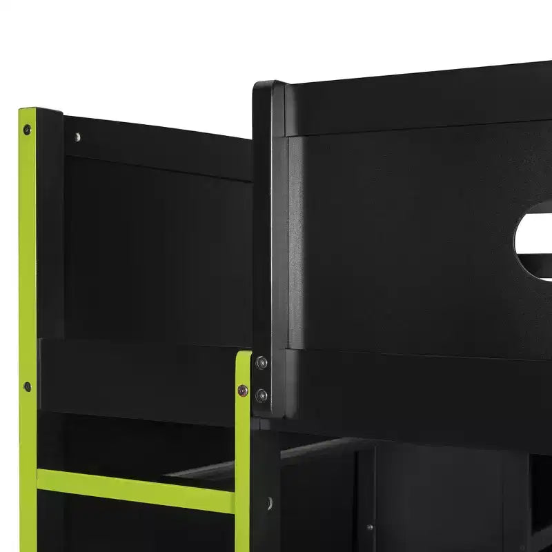 Letto a soppalco da gioco in legno a grandezza naturale con scrivania e armadio, porta USB e luce LED per cameretta di bambini, ragazzi e adulti