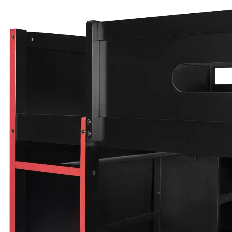 Letto a soppalco da gioco in legno a grandezza naturale con scrivania e armadio, porta USB e luce LED per cameretta di bambini, ragazzi e adulti