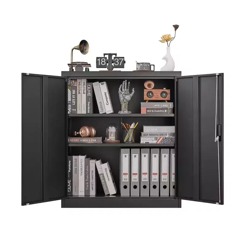 Armadio Metallico per Archivio con Ante Bloccabili e Ripiano Regolabile, Pieghevole, per Ufficio, Scuola, Garage