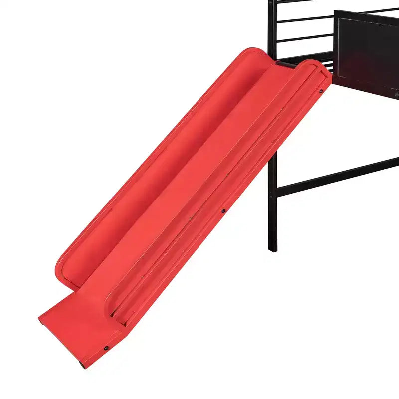 Letto a castello Twin Metal House con scivolo e lavagna per bambini e ragazzi