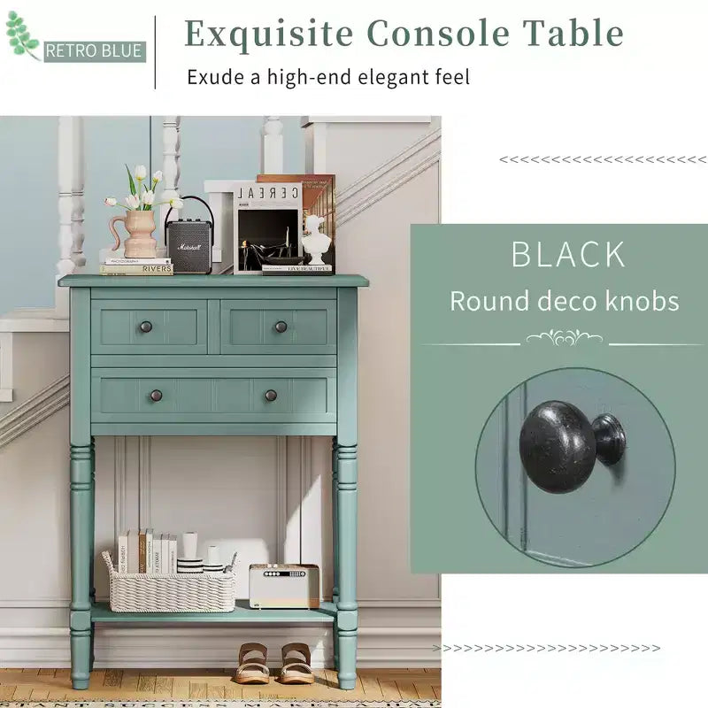 Consolle in legno massello con cassetti e ripiano inferiore