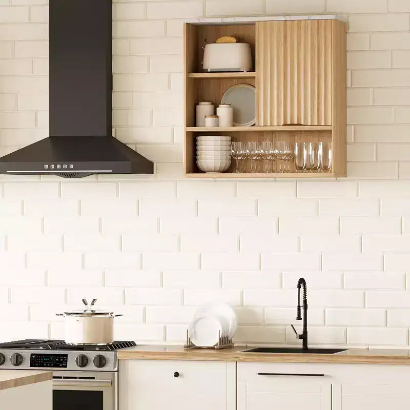 Wall Mounted Medicine Cabinet, Modern Bathroom Wall Cabinet with Sliding Door & Adjustable Shelves, Space Saver Floating Storage Cabinet for Kitchen