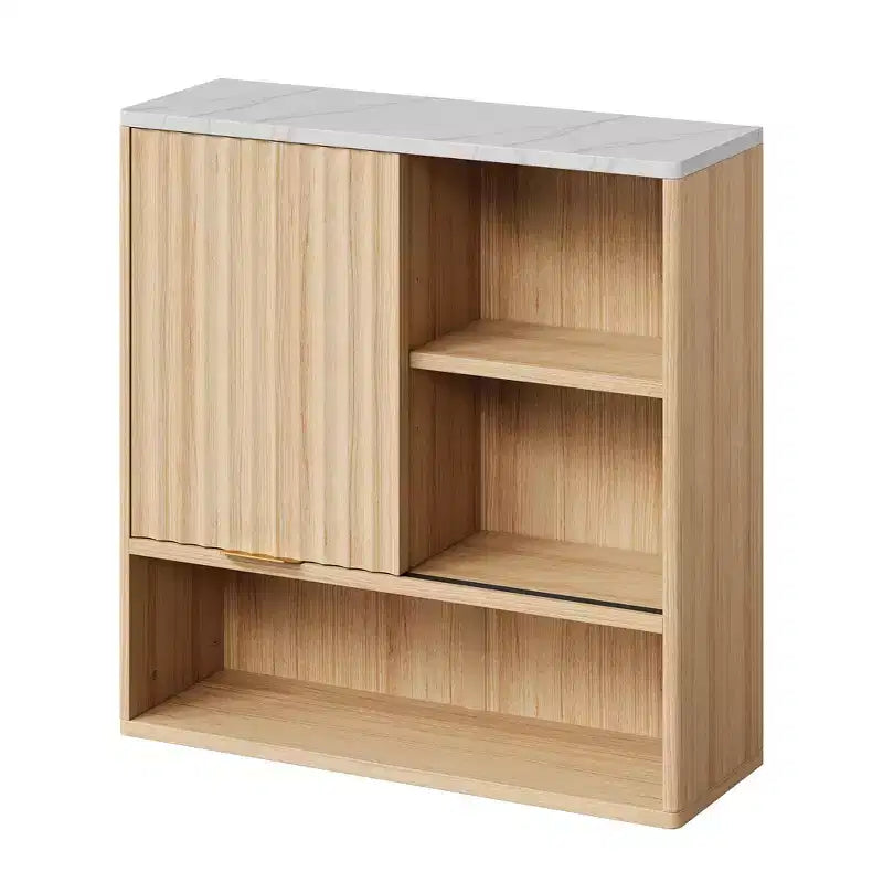 Armadietto dei medicinali da parete, mobiletto moderno da bagno con porta scorrevole e ripiani regolabili, mobiletto salvaspazio a sospensione per cucina