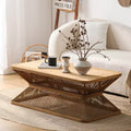 GDFStudio Kaeron Mid-Century Modern Bamboo Rectangular Coffee Table