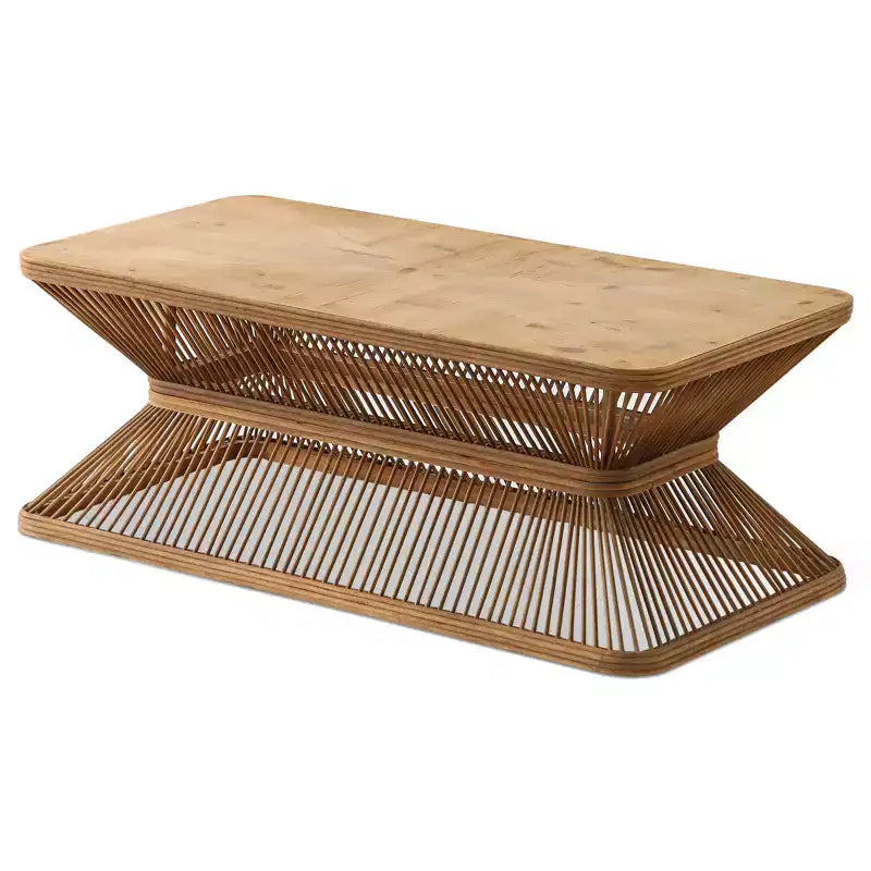 Tavolino rettangolare in bambù stile Mid-Century Modern