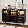 TROPOW 47in Wine Bar Cabinet, Modern Kitchen Sideboard Buffet Cabinet Wood Liquor Coffee Bar and Wine Racks for Living Room