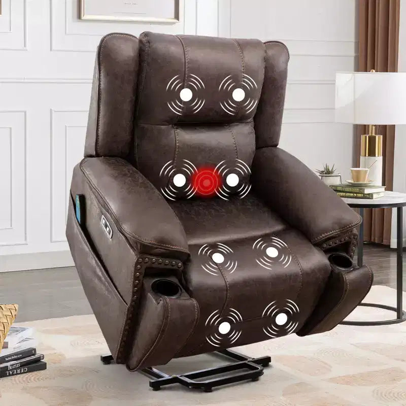 Bestier Massage Lift Recliner Chair with Heat and Vibration, Upholstered Reclining Chair with Cup Holder, Storage Pocket, USB Port for Living Room