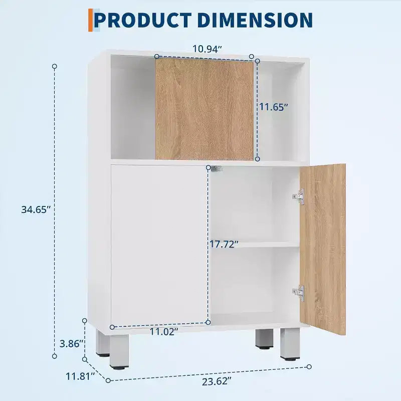 Mobiletto Contenitore in Legno con Ante Scorrevoli a Stile Fienile 61 x 89 cm