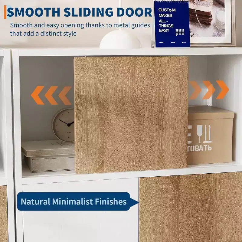 Mobiletto Contenitore in Legno con Ante Scorrevoli a Stile Fienile 61 x 89 cm