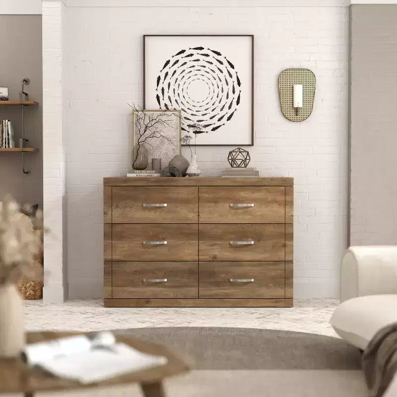 Cassettiera doppia a 6 cassetti in legno multistrato 46,5" x 31"