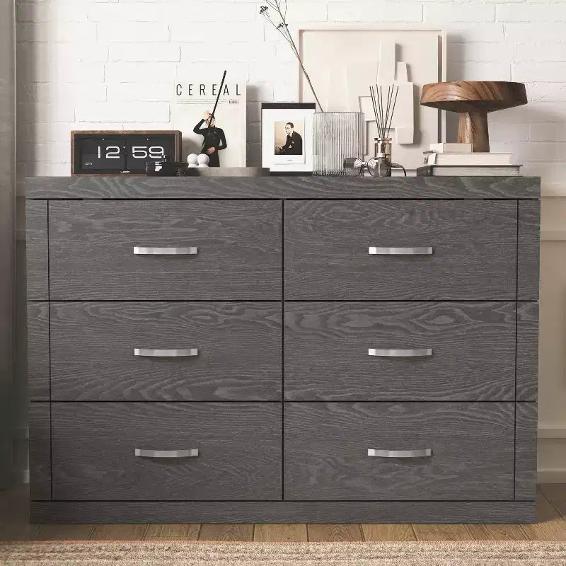 Manufactured Wood 6-Drawer Double Dresser 46.5'' x 31''