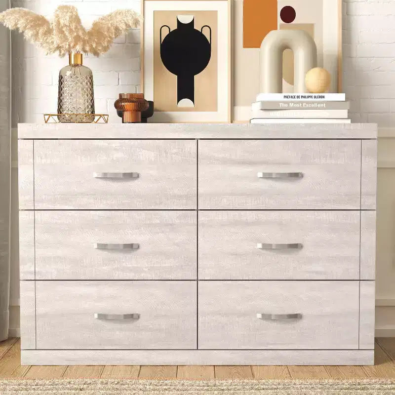 Manufactured Wood 6-Drawer Double Dresser 46.5'' x 31''