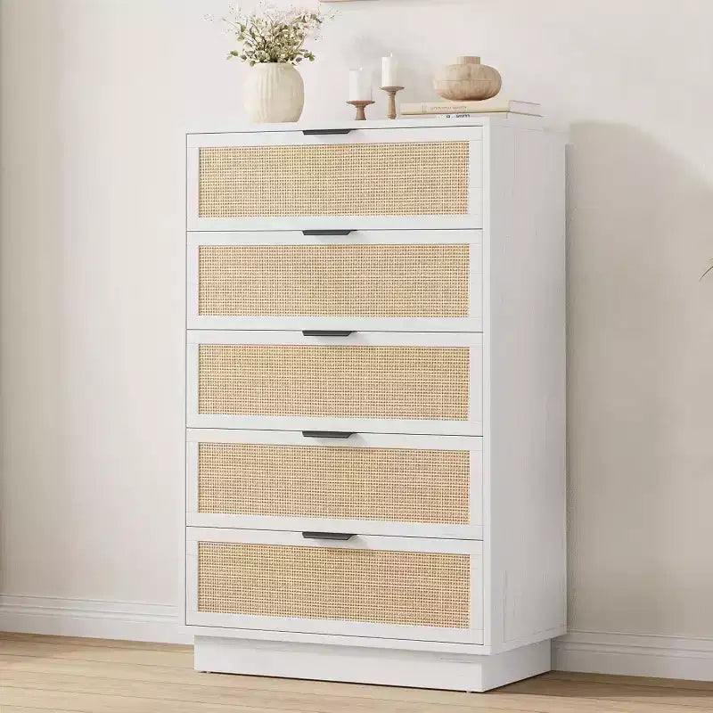 Rattan Engineered Wood 5-Drawer Dresser 29.9'' x 46.8''