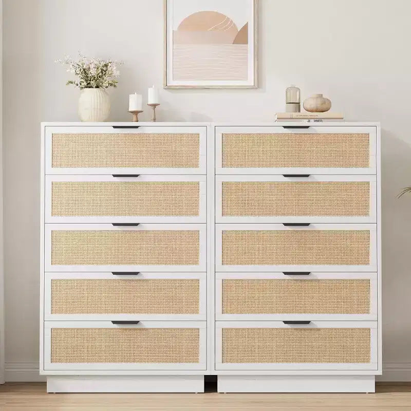 Rattan Engineered Wood 5-Drawer Dresser 29.9'' x 46.8''