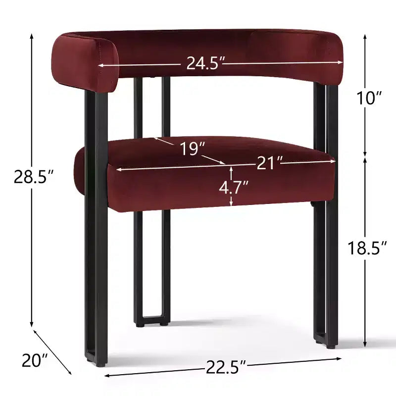 Set di 6 sedie da pranzo in velluto e metallo 62 cm x 72 cm