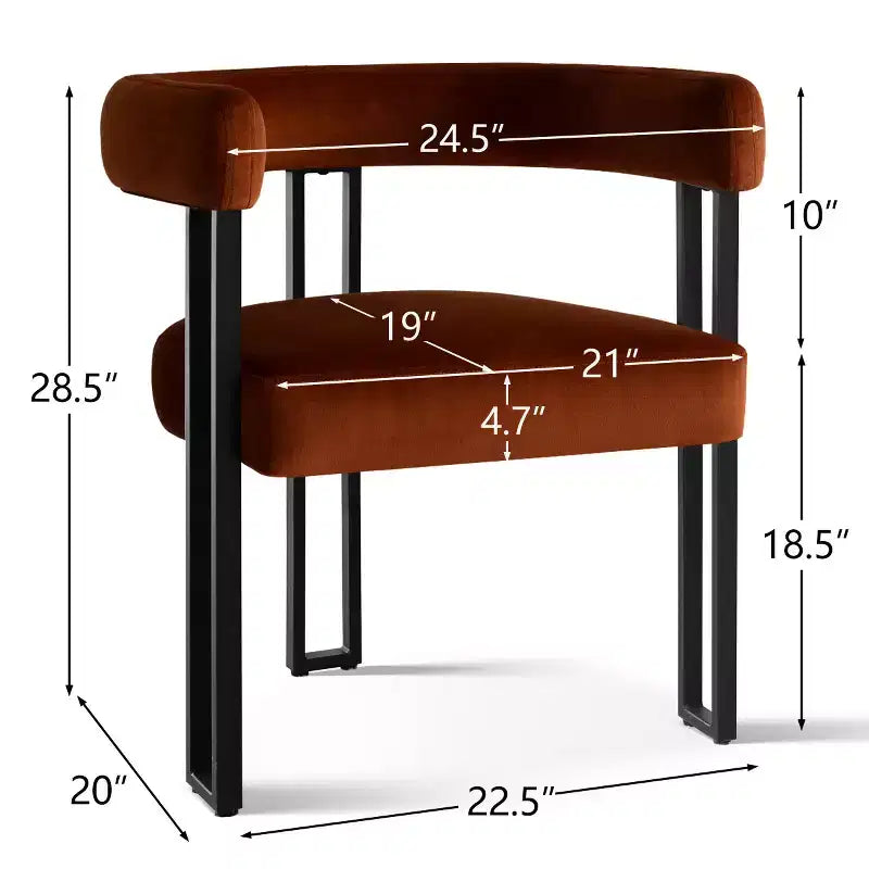 Set di 6 sedie da pranzo in velluto e metallo 62 cm x 72 cm
