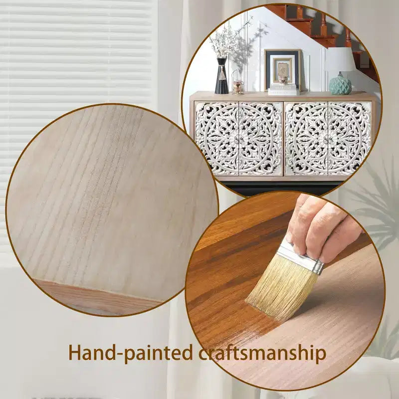 Mobiletto in Legno e Metallo con Ante Intagliate 150 x 86 cm