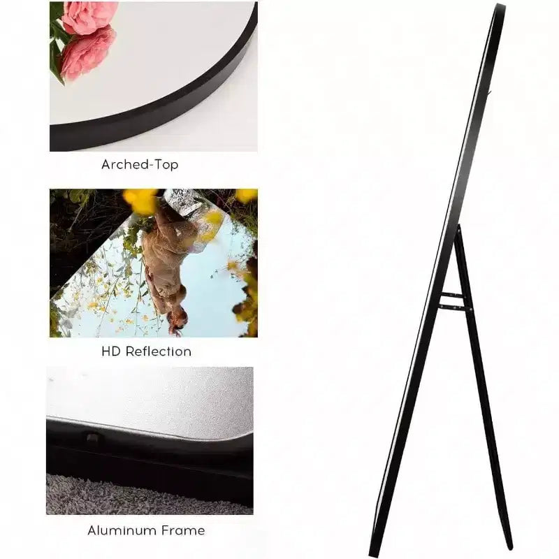 Aluminum Arched Full Length Floor Mirror 58'' x 18''