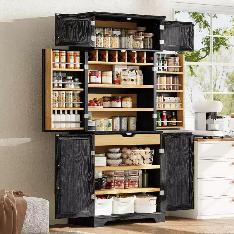 Wood Pantry Cabinet with Shelves and Drawer 78.2''