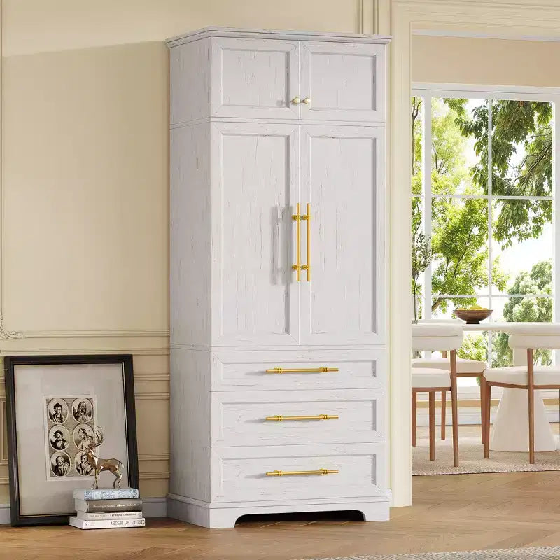 Wood Pantry Cabinet with Shelves and Drawer 78.2''