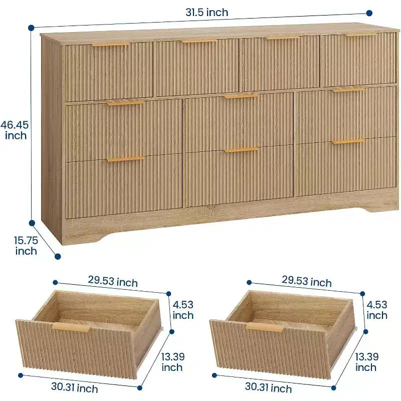 Wood 10-Drawer Double Dresser 59.06'' x 31.5''