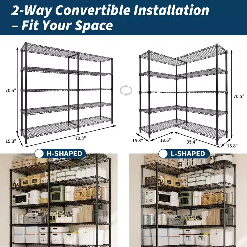 Scaffalatura in metallo a 5 ripiani 180 cm x 179 cm