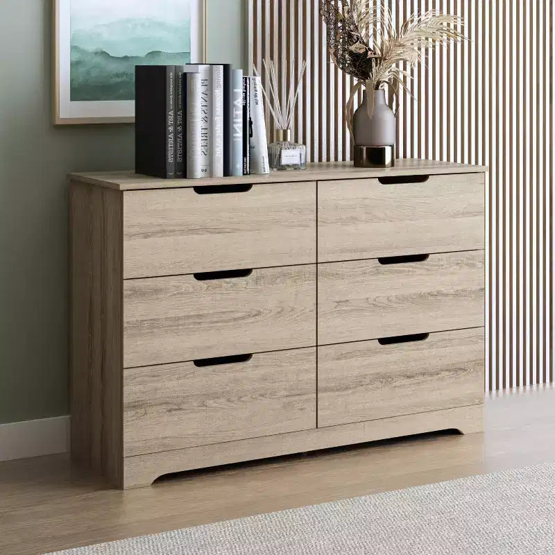 Comò a 6 cassetti in legno composito 119 cm x 80,5 cm