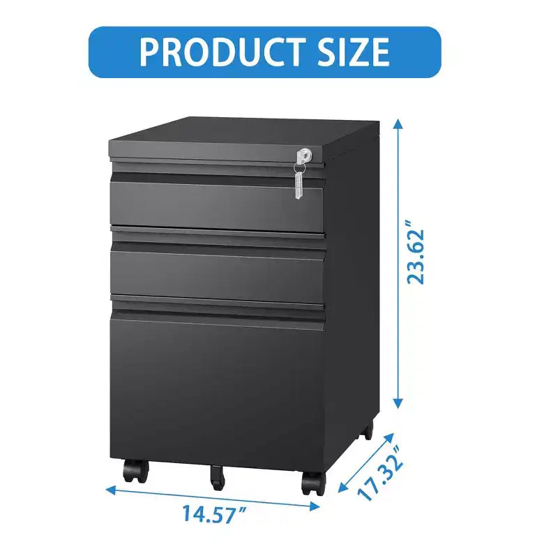 Classificatore mobile in metallo a 3 cassetti 37,3 cm x 60 cm