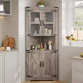 66.9 Farmhouse Tall Corner Storage Cabinet, Glass Door & Adjustable Shelves, Perfect for Living Room, Kitchen & Bathroom