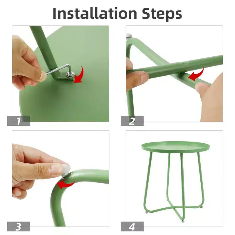 Tavolino da esterno rotondo in metallo, resistente alle intemperie, verde, 45 cm