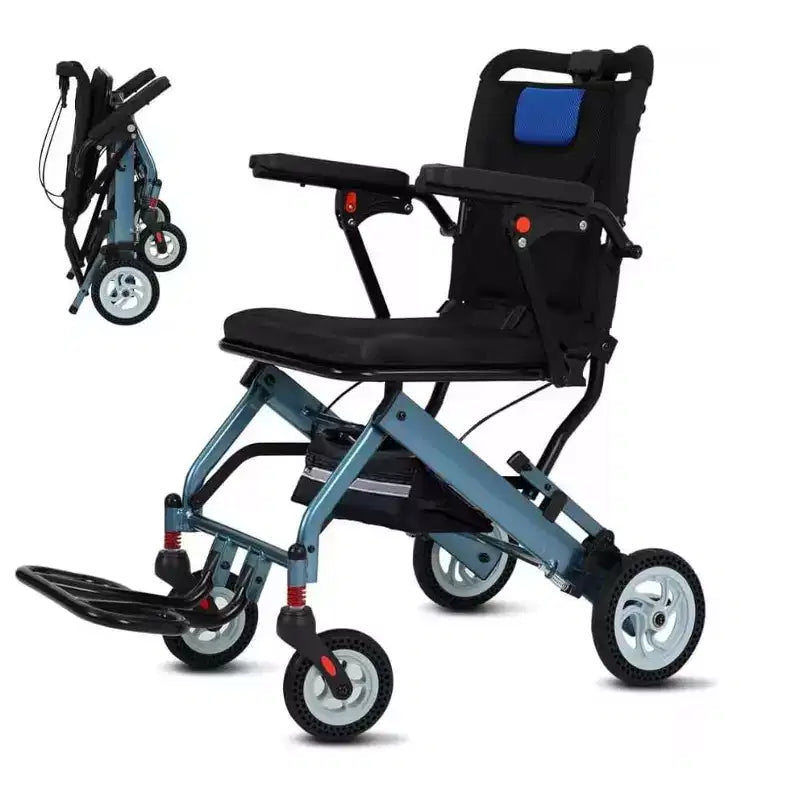 Lightweight Folding Transport Wheelchair for Seniors - 16 Inch Seat with Flip-Up Armrests, Swing-Away Footrests and Locking Handbrakes