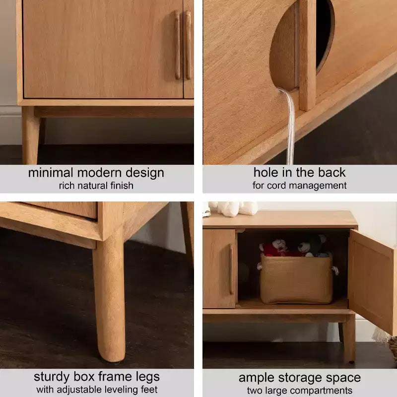 Mobile TV in legno con doppie ante e ripiano regolabile, 38"W