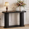 42.5 Fluted Wood Console Table, Narrow Sofa Entryway Table w/ Storage Shelf Behind Couch, Modern Display Stand for Hallway & Living Room