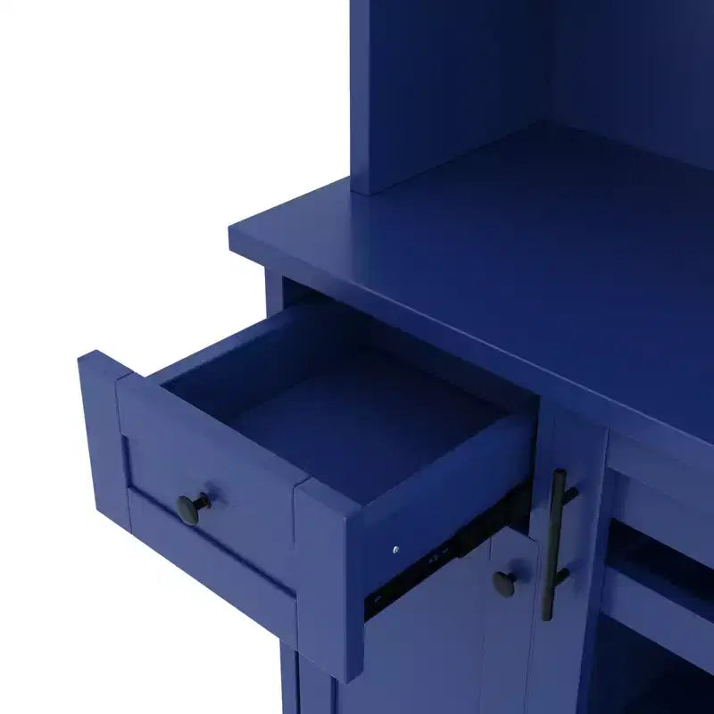 Credenza rustica autoportante con cristalliera, armadio alto da cucina con portabottiglie e ripiani regolabili per sala da pranzo