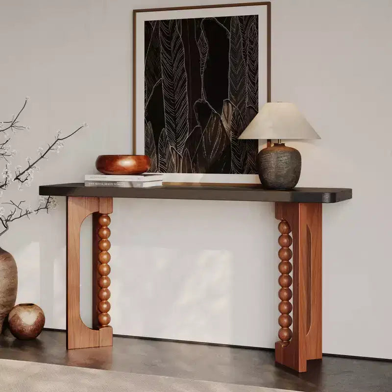 Consolle rustica in legno da 150 cm con gambe sferiche