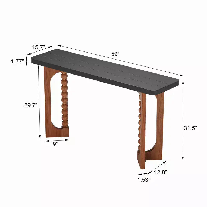 Consolle rustica in legno da 150 cm con gambe sferiche