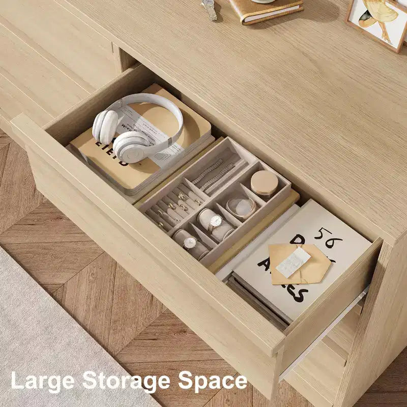 Comò a 6 cassetti largo 47" per camera da letto, cassettiera in legno con grande capacità, mobile organizer per armadio e soggiorno