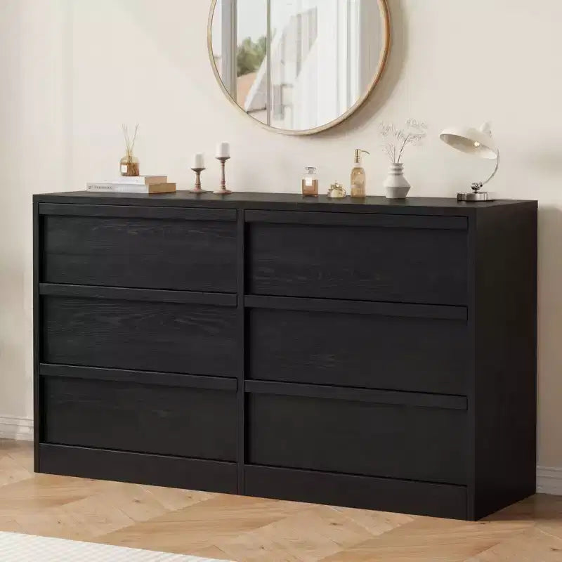 47 Wide 6-Drawer Dresser for Bedroom, Wooden Chest of Drawers with Large Storage, Closet Organizer Furniture for Living Room