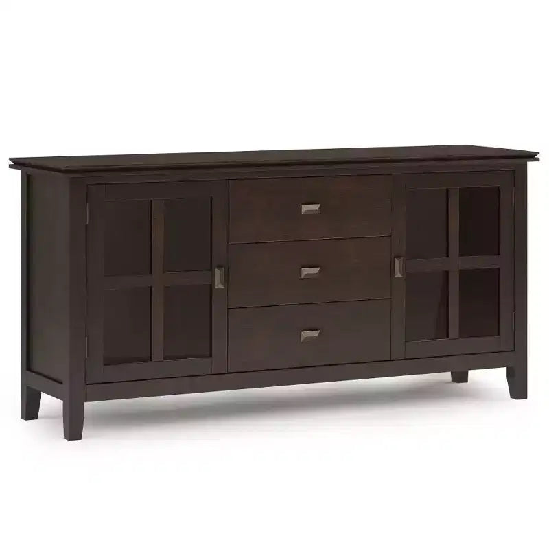 Pine Plywood Sideboard Buffet with Glass Doors 60'' x 30''