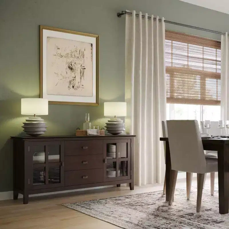 Credenza buffet in multistrato di pino con ante in vetro 60'' x 30''