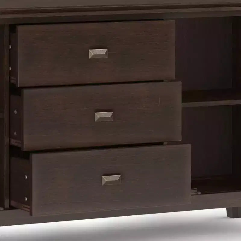 Credenza buffet in multistrato di pino con ante in vetro 60'' x 30''