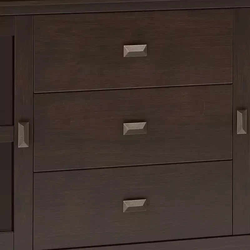 Credenza buffet in multistrato di pino con ante in vetro 60'' x 30''
