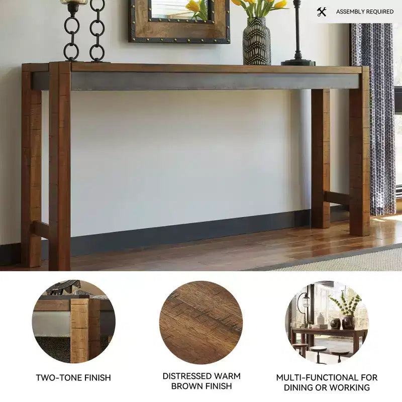 Tavolo da pranzo altezza bancone impiallacciato in legno 72,13'' x 36''
